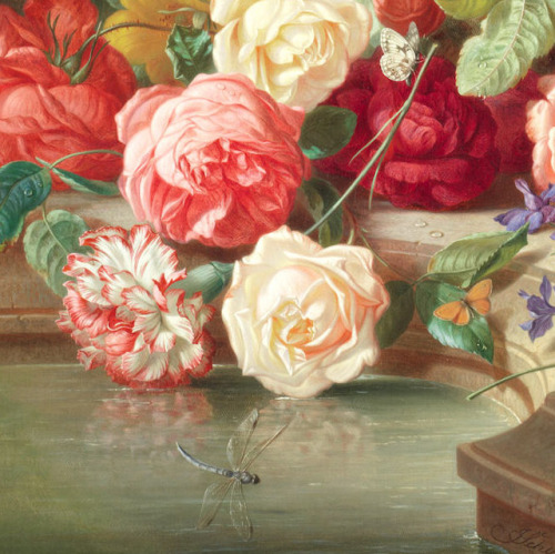 inividia:Still life with of roses in a country house garden, c....