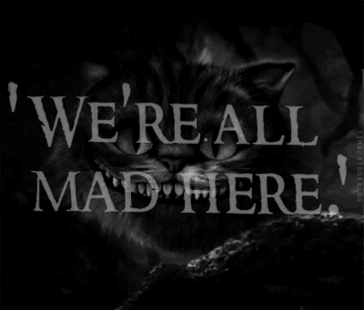 Image result for we're all mad here gif