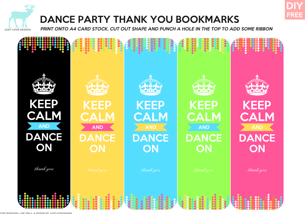 justlovedesign diy free dance party thank you bookmarks a small