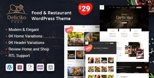 Deliciko v1.4 – Restaurant WordPress Theme Nulled
