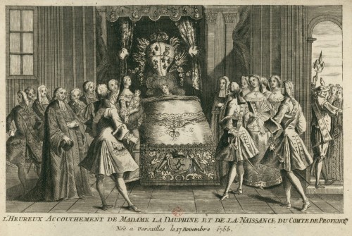 tiny-librarian:
“ ‘The happy delivery of Madame la Dauphine, and of the birth of the Comte de Provence, born at Versailles on the 17th of November, 1755’
Source
”