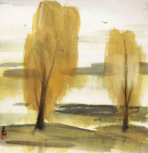 lin fengming painter painting landscape painting autumn painting trees landscape autumn chinese artist chinese art art art paintings