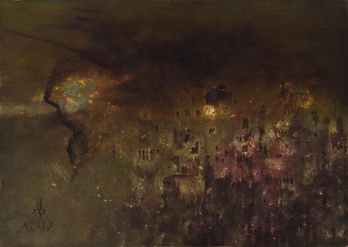 denisforkas:Death of Simon Magus*, 2014Candle soot, colour ink...