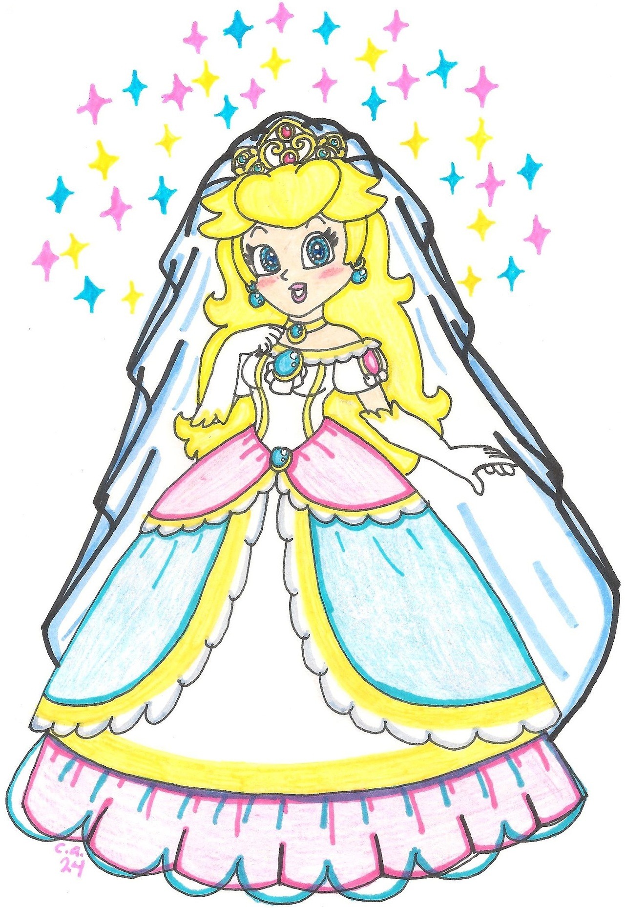 Princess Peach Wedding Dress Fanart