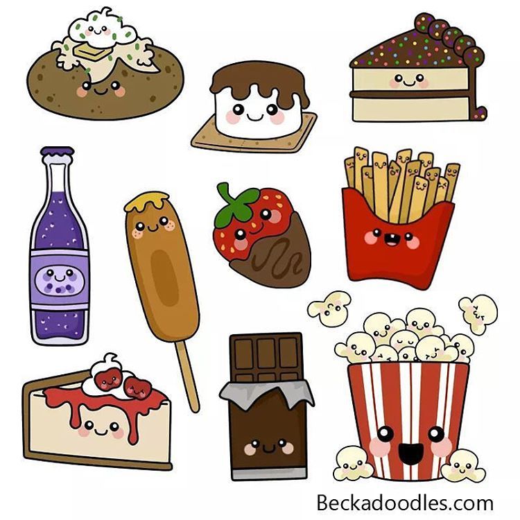Food Junk Food Cute Kawaii Drawings - Drawing Art Ideas