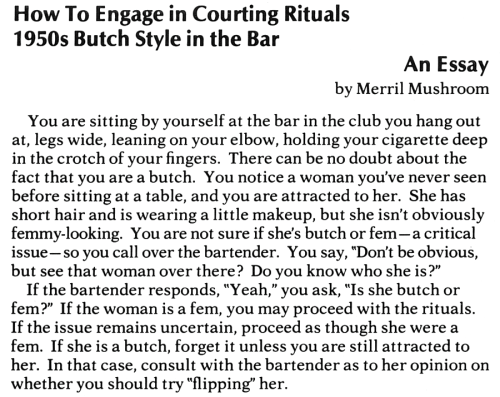 lesbianherstorian:“how to engage in courting rituals 1950′s...