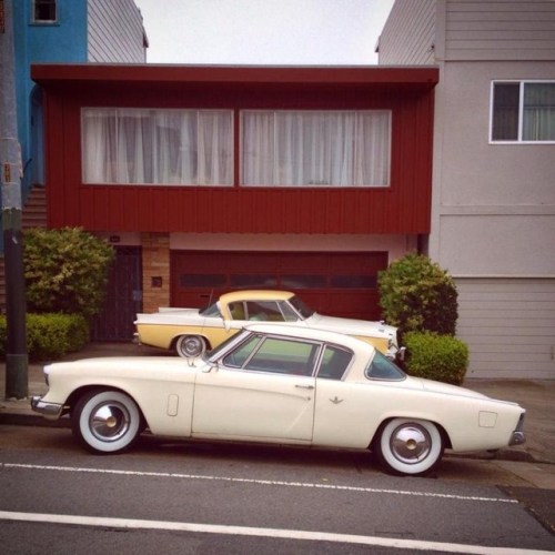 packardbaker:Studebaker K-body hardtops in San Francisco. 1956...