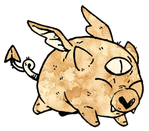 bynineb:inktober day 3 - evil pig. an evil pig that uses its...