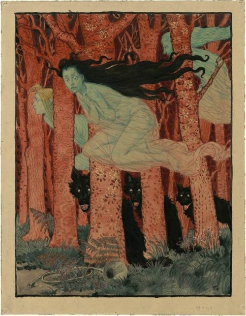 signorformica:Trois femmes et trois loups. Eugène Grasset ~...