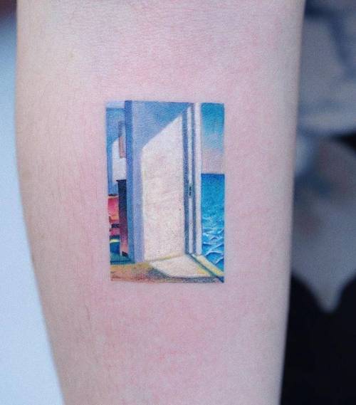 By Zihee, done in Seoul. http://ttoo.co/p/104176 edward hopper;art;small;contemporary;tiny;rooms by the sea;ifttt;little;zihee;inner forearm;illustrative
