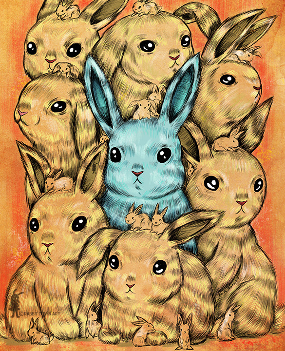 BUNNIES! More of my work on my tumblr: Rabbit Town Art ! Prints and clothing available on my Redbubble shop!