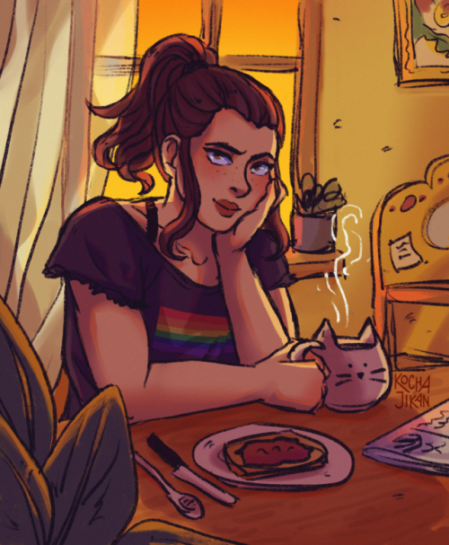 kochajikan:Brigitte enjoying her morning coffee~☕