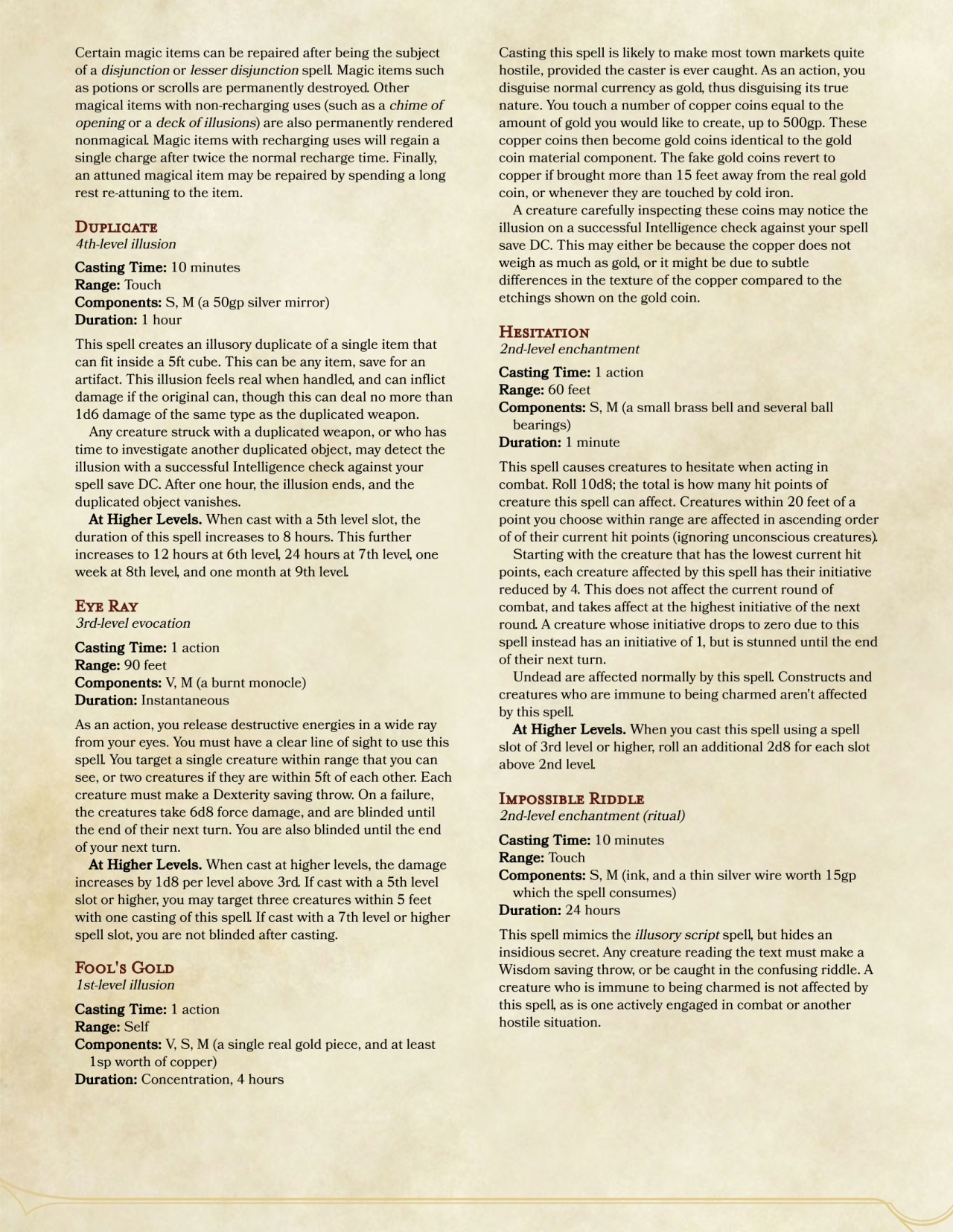 DnD 5e Homebrew \u2014 Compendium of Spells by Anathemys