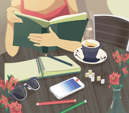 Un cafÃ© y un buen libroâ€¦ perfecto para empezar el domingo (ilustraciÃ³n de Dianimations)