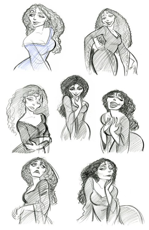 the-disney-elite:Jin Kim’s model sheets for Mother Gothel from...