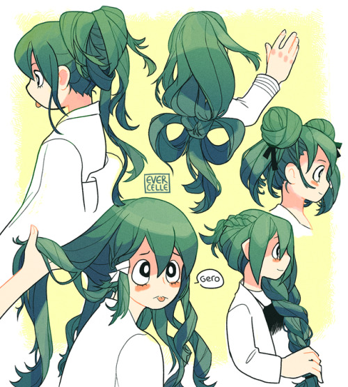 evercelle:practicing drawing hair with my best girl tsuyu… i...