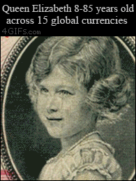 Queen Elizabeth 8-85 years old across 15 global currencies