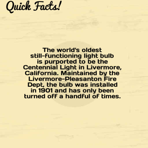 Quick Fact: The world’s oldest still-functioning light bulb is...