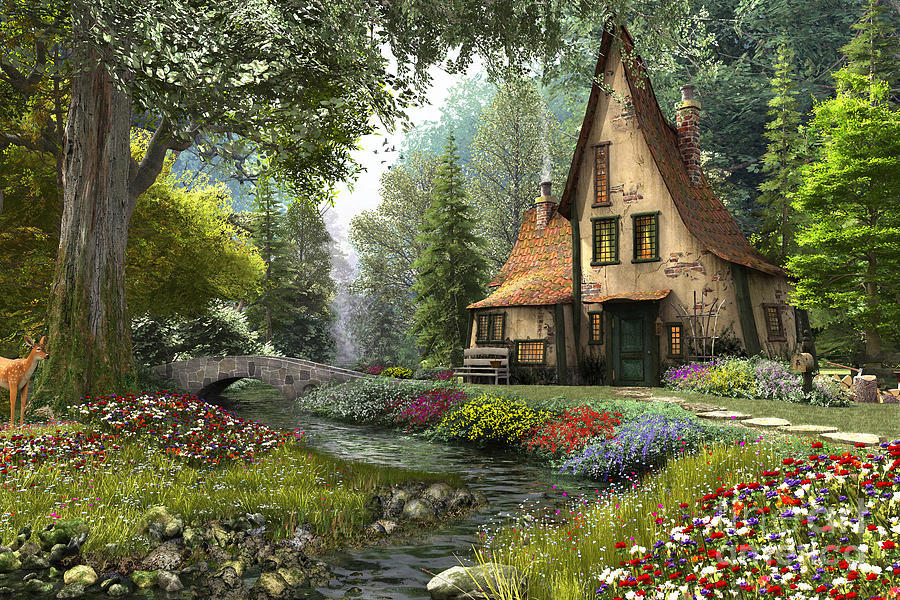 ✰!!moonchild — Fantasy Cottage Digital Art - Toadstool Cottage by...