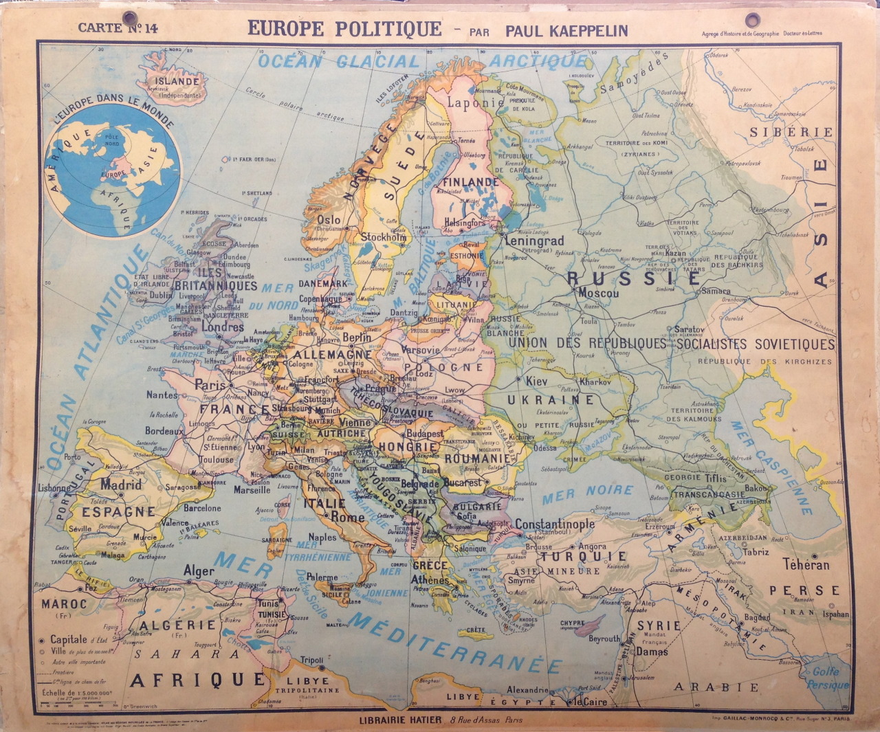 Beautiful 1940s Political Map of Europe A...