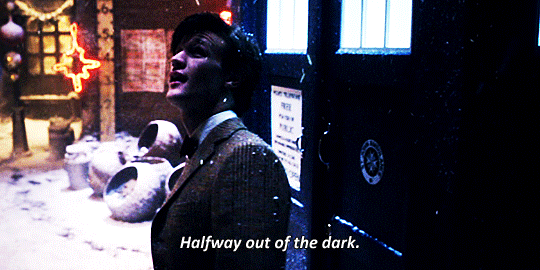 Doctor Who Christmas specials ranking A Christmas Carol Matt Smith Eleventh Doctor halfway out of the dark