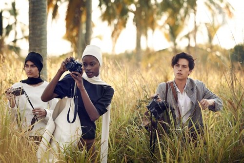 vogue:Cole Sprouse and models Saffron Vadher and Mayowa...