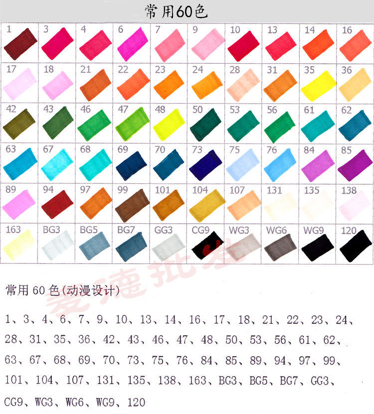 Touch Five Twin Markers Color Chart