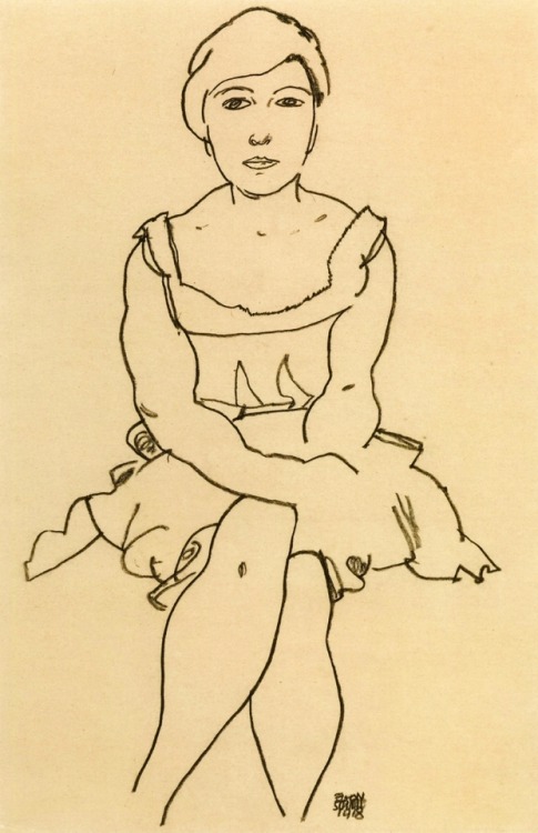 artist-schiele:Sitting Woman via Egon SchieleSize: 44.8x29.1...