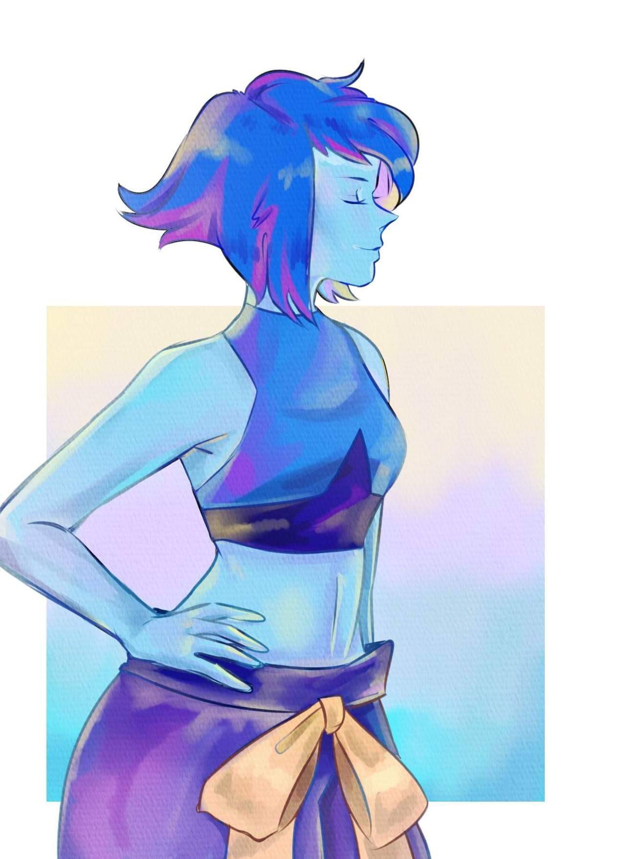 There was an attempt to draw new lapis in my pc with a completely different artstyle 
Anatomy seems a bit off but whatever 
Please tell me what you think bout it 💙