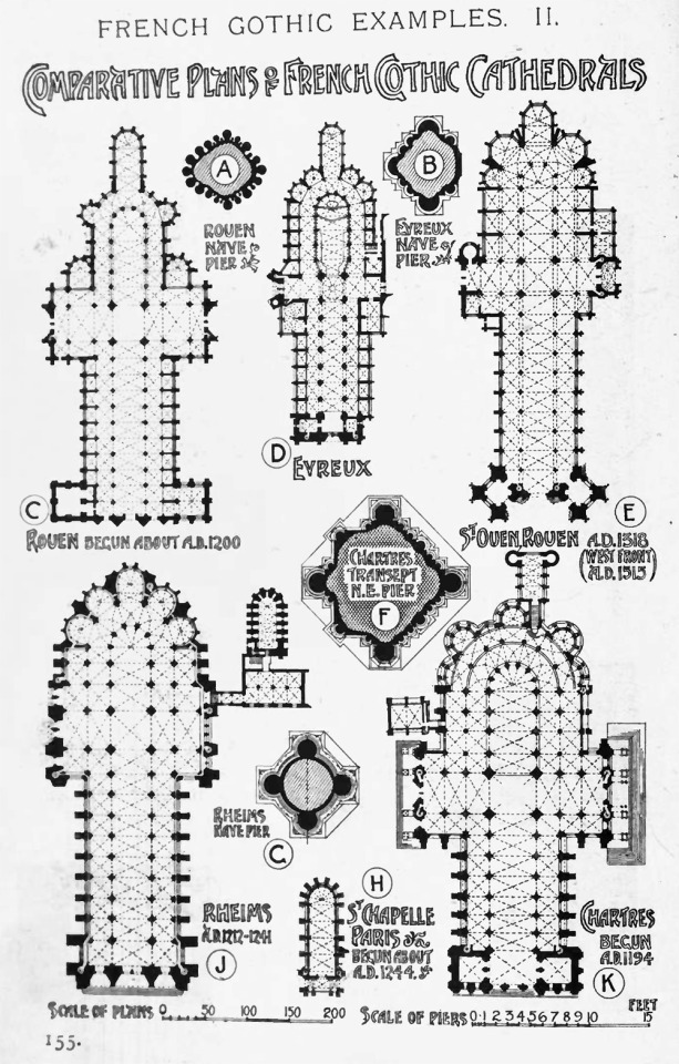 european-architecture-comparative-plans-of-french-gothic-cathedrals-a