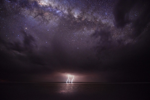 just–space:Lightning and the galaxy, Julie Fletcher js