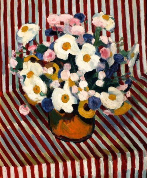 transistoradio:
“Evan Walters (1893-1951), Flowers on Striped Background (1931), oil on canvas, 63 x 76 cm. Via BBC.
”
