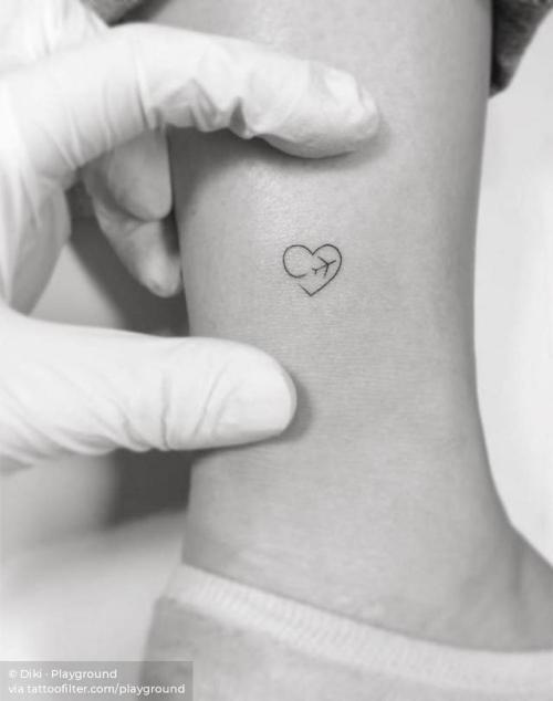 By Diki · Playground, done at Playground Tattoo, Seoul.... small;micro;heart;line art;conventional heart;playground;airplane;tiny;love;travel;ankle;ifttt;little;minimalist;fine line