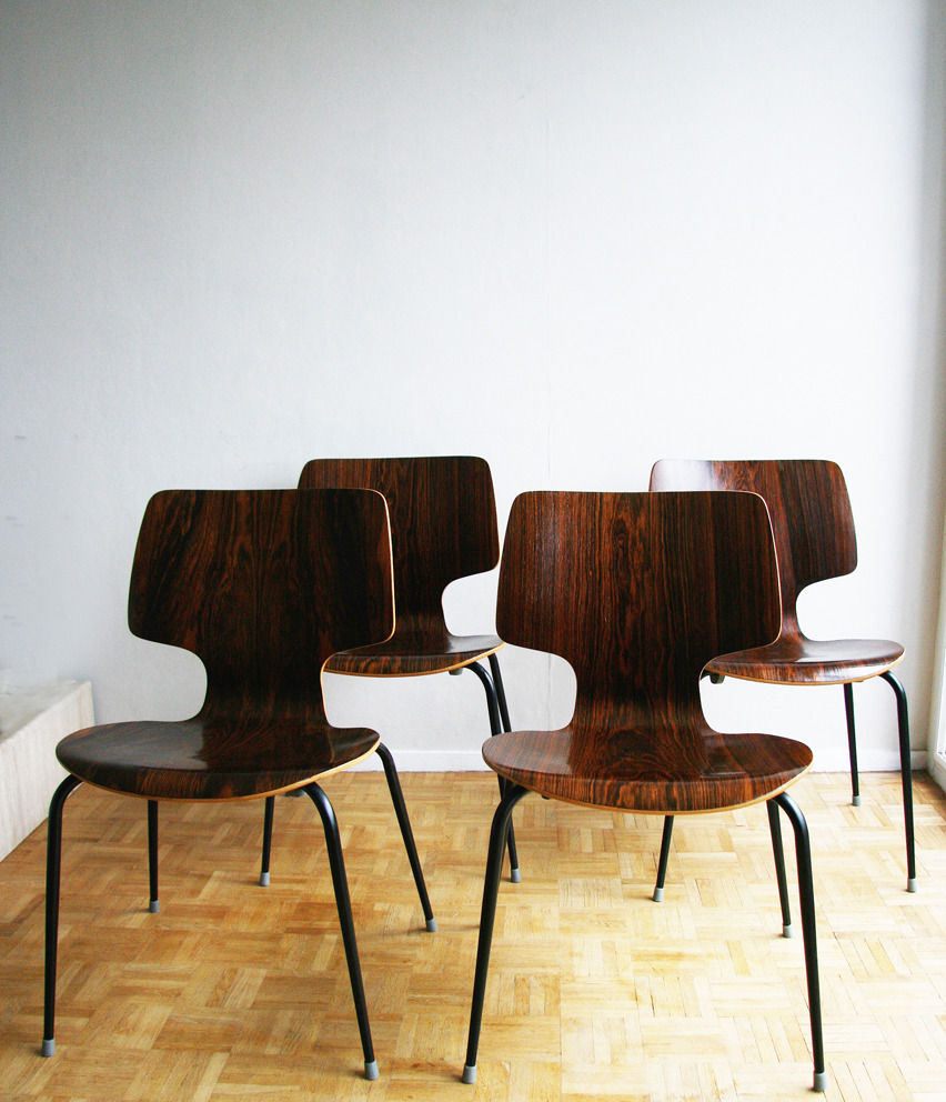 L'objet Design Ensemble Chaises Rare Plaqué Moulé 4 — En Bois De xrshdCtQ