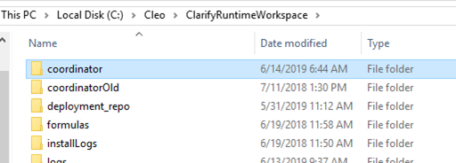Rename Cleo Clarify workspace coordinator directory to coordinatorOld