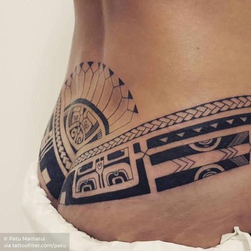 By Patu Mamatui, done at Tattoo by Patu, Papeete.... tribal;hip;polynesian;big;lower back;facebook;twitter;patu