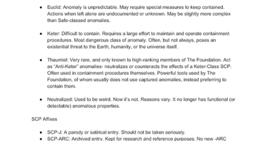 SCP Notes