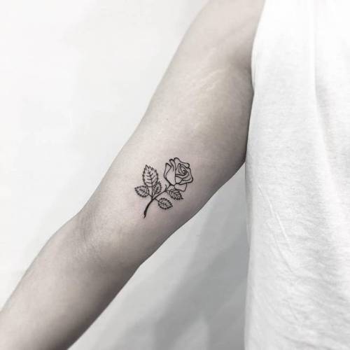 By Jin · Hoa Eternity, done at Mischief Tattoo, Manhattan.... flower;fine line;small;jin;line art;inner arm;tiny;rose;ifttt;little;nature