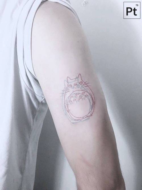 Tattoo Tagged With Small Optical Illusion Line Art Black Tiny Totoro Little Forearm Anaglyph Illustrative Pablotorre Film And Book My Neighbor Totoro Cartoon Character Fictional Character Inked App Com