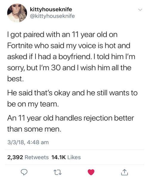 whitepeopletwitter:11-year-olds handle rejection better than...