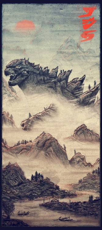 swampthingy:Godzilla art by Daniel Nash