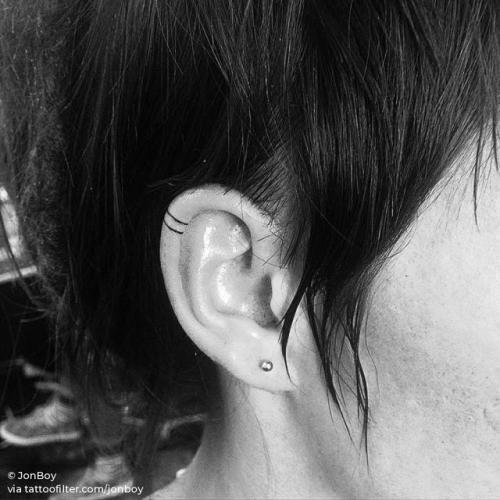 By JonBoy, done at West 4 Tattoo, Manhattan.... fine line;geometric shape;jonboy;line;micro;line art;facebook;twitter;minimalist;ear
