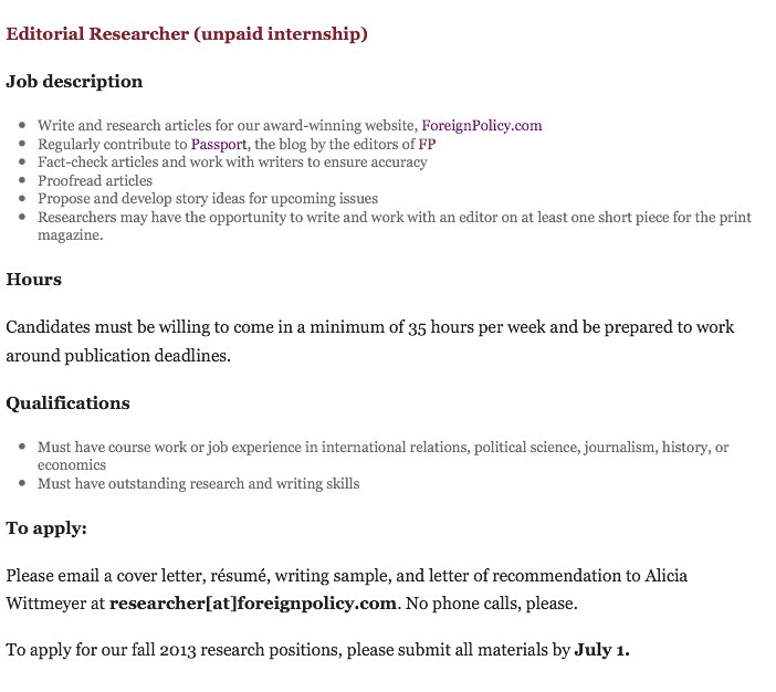 journosofcolor a job posting at the shortformblog other words for internship