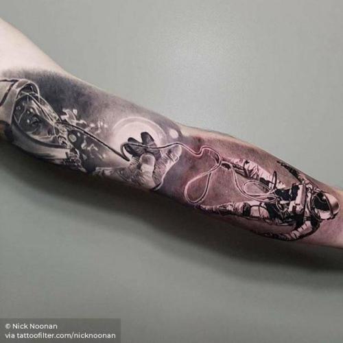 By Nick Noonan, done at Left Hand Path Tattoos, Christchurch.... black and grey;nicknoonan;huge;facebook;twitter;profession;astronaut;sleeve