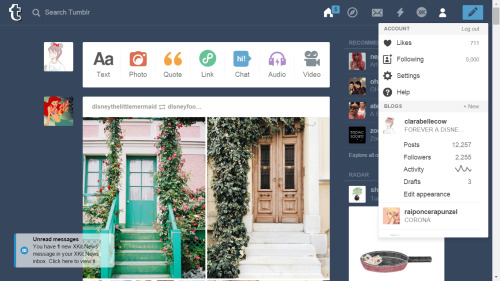 tumblr dashboard on Tumblr