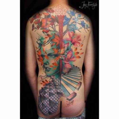 By Jay Freestyle, done at Dermadonna Custom Tattoos, Amsterdam.... tree;surrealist;greek mythology;abstract;backpiece;greece;patriotic;huge;graphic;gaia;freehand;facebook;nature;twitter;mythology;jay freestyle