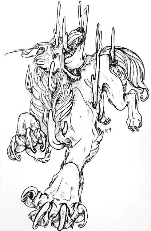 black dog barghest black shuck cordyceps infected mycota fungi fungus mushrooms weird creepy ink