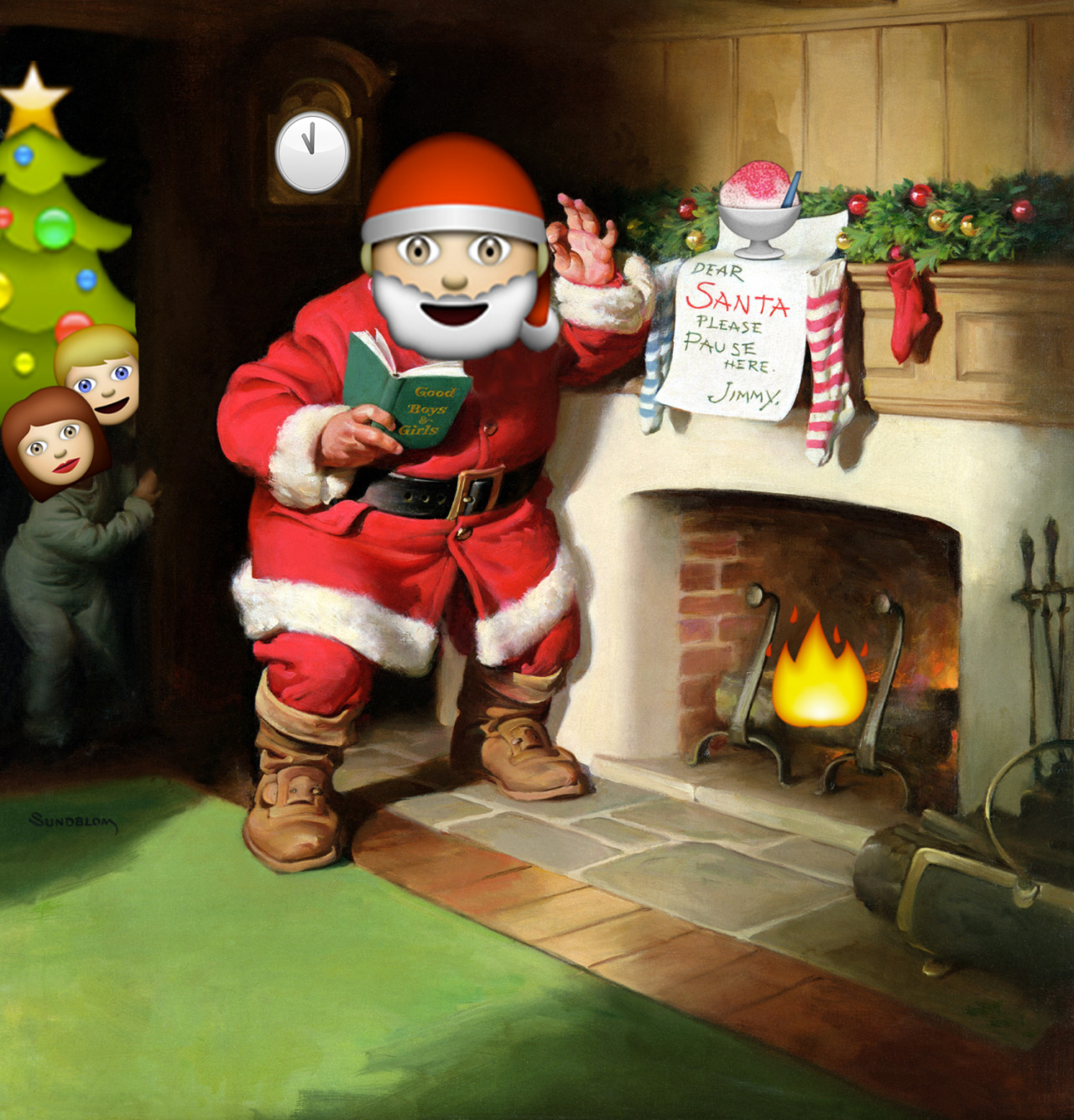 Santa, Please Pause Here - Haddon Sundblom