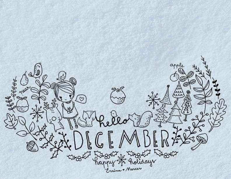 EatSleepDraw • Hello December card illustration sketch...