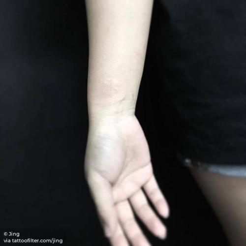 By Jing, done at Jing’s Tattoo, Queens.... jing;small;winter;snowflake;micro;tiny;white;ifttt;little;nature;wrist;minimalist;four season